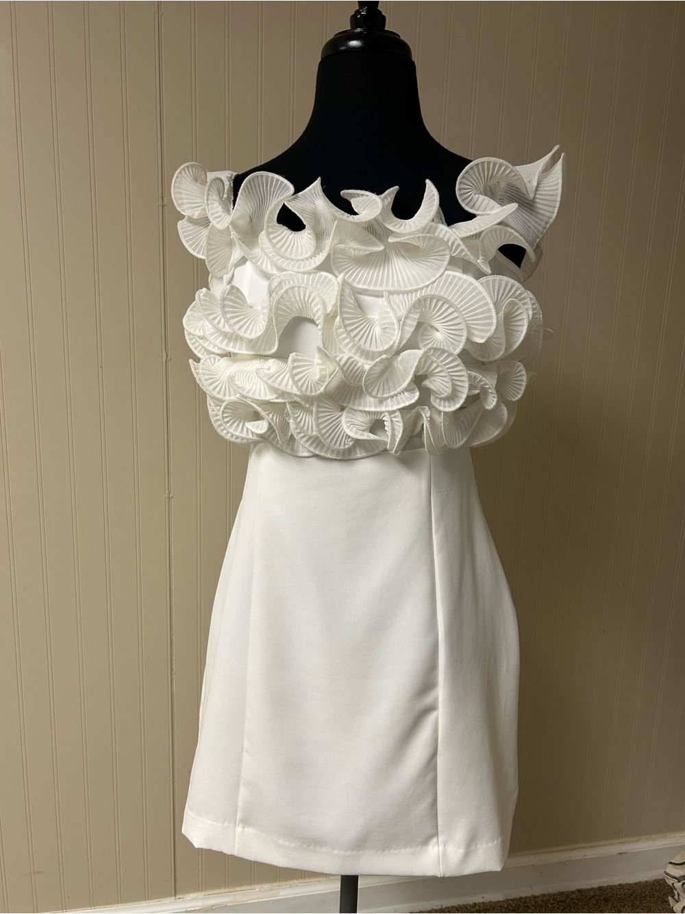 glam White Ruffle Mini Dress